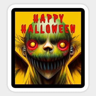 Halloween Pumpkin Monster Comic Book Art Sticker